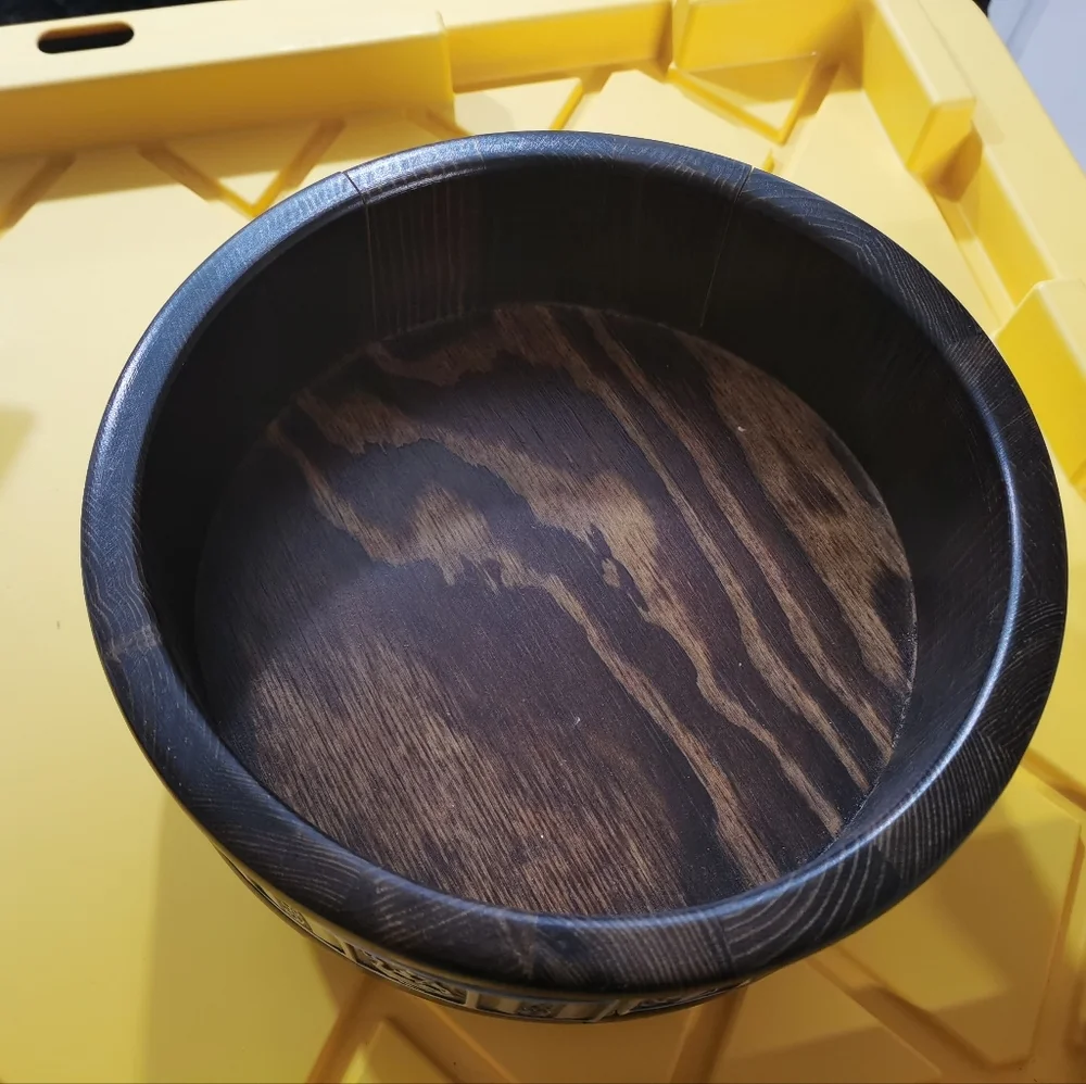 Vintage Hardanger Tredesign Norwegian Wood Bowl w/feet Pewter Viking Folk Art - Picture 6 of 9